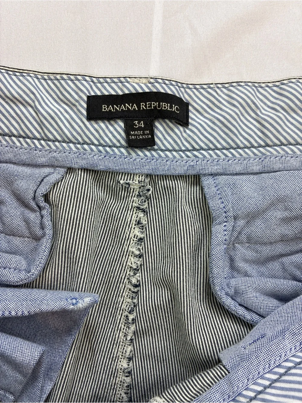 Banana Republic Bermuda Flat-Front Shorts Dark Navy/White stripes